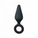 EasyToys Silicone Black Plug with Pull Ring - Small, Ergonomic Design