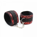 OHMAMA Velvet Handcuffs with Adjustable Nylon Tape Red-Black One Size