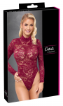 Cottelli LINGERIE Lace Bodysuit Bordeaux Red XL - Elegant Long Sleeve