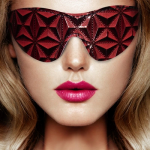 Ouch! Diamond Pattern Faux-Leather Eye Mask, Black, 19.5 cm