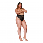Seven 'til Midnight High-Waisted Lace Panty Black 1X Cutout Design