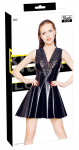 Black Level Vinyl Dress XL with Lace V-Insert, Shiny Black Finish