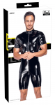 Black Level Men's Short Vinyl Playsuit, Shiny Black, Size S