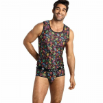 ANAIS MEN Mexico Top L - Sleeveless Modal Shirt with Floral & Skull Print