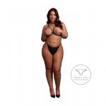 Svenjoyment Plus Size Open Cup Triangle Bra with Neck Strap, Black XL-4XL