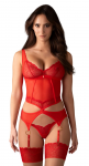 Obsessive Cupide Desir Red Lace Basque & Thong Set L/XL Adjustable