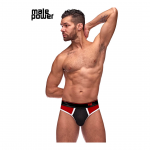 Male Power Panel Thong L/XL Black-Red Retro Sport Design