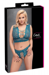 Cottelli CURVES Teal Lace 3XL Bra and High-Waist Open String Set