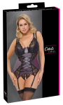 Cottelli Curves Basque Set 95E/2XL Dark Purple & Black Lace Adjustable