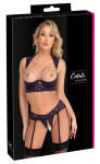 Cottelli Lingerie Set Purple 80B/M - Lace Shelf Bra & Suspender Thong