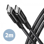 USB-C į USB-C kabelis 2m 60W Juodas