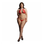 Snow Angel Plus Size Lace Lingerie Set - Red & White Adjustable Design