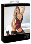 Abierta Fina Body Red/Black M with Detachable Chains and Lace Accents