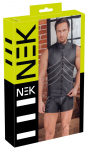 NEK Men's Matte Black Sleeveless Shirt with Chains, Size M