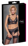 Cottelli CURVES Bra & Suspender Briefs 4XL with Removable Chains, Matte & Lace
