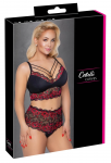 Cottelli CURVES Black/Red Lace Bra & Briefs Set, Size 2XL - Adjustable Fit