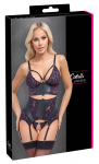 Cottelli Lingerie Basque Set with Adjustable Straps Purple-Black S
