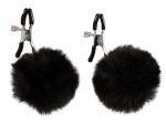 Magic Shiver Adjustable Nipple Clamps with Black Pom Pom Accents