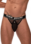 Male Power Cock Pit Net Jockstrap L/XL Black with Detachable Pouch