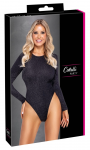 Cottelli PARTY Silver Glitter Long-Sleeve Thong Bodysuit M