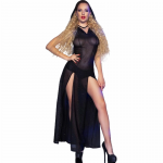 CHILIROSE CR 4685 Elegant Long Black Dress with Hood, Size M