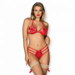 Obsessive Giftella Lingerie Set S/M, Red, Adjustable Bra & Thong