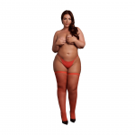 Leg Avenue Shimmering Thigh High Stockings Plus Size Red/Gold Glitter