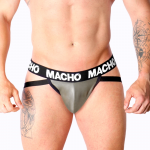 Macho MX27GR Jockstrap Synthetic Leather Gray-Beige Size M