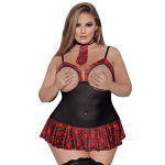 Magic Silk Varsity Vixen Halter Dress 2X Red - Playful Skirt & Tie Set