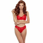 Passion DENELIA Lingerie Set Red L/XL - Bra & Thong, Elegant Design