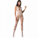 PASSION BS058 Bodystocking White One Size - Elegant Fishnet Design