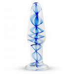 EasyToys Glass Intimate Plug No. 23 Transparent with Blue Spiral, Medium