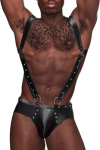 Male Power Uranus L/XL Harness-Style Jock Briefs with Straps Black