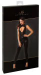 Noir Powerwetlook Jumpsuit XL with Lace Halterneck and Cut-Outs