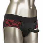 CalExotics Scandal S/M Crotchless Panty Set with Silicone Accessory Black