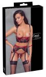 Cottelli Bondage Shelf Bra Set Black/Red L - Lace & Matte Look Lingerie