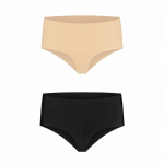 Bye Bra Invisible High Brief 2-Pack Nude & Black, Seamless Medium