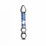 EasyToys Glass Series Model 21 - Dual-Ended Transparent Blue-Accented Glass Wand