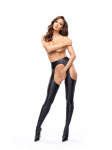 PASSION SP800 Shiny Opaque Tights with Cutout Detail Black M