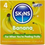 Skins Banana Premium Latex Condoms 4-Pack - Flavored, Extra Lubricated