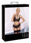Abierta Fina Bra Set Black S Lace & Velvet Adjustable Straps