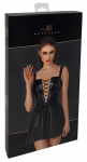 Noir Handmade Powerwetlook Mini Dress S with Adjustable Front Lacing