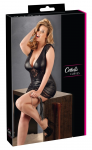 Cottelli Collection Wet Look Mini Dress XL with Lace Accents, Black