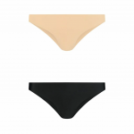 Bye Bra Invisible Brazilian Briefs 2-Pack Nude & Black S Soft Seamless