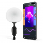 Magic Motion Bunny Tail Intimate Plug APP Control White Rex Fur 130mm