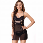 Livco Corsetti Fashion Maia Babydoll & Thong Set Black S/M - Elegant Lingerie