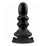 Shots Chrystalino Ribble Glass Vibrator Black with Suction Base & Remote