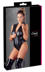 Cottelli Collection Wetlook Bodysuit XL with 2-Way Zipper Black