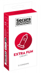 Secura Extra Fun Ribbed Condoms 12 pcs Silicone-Coated Vegan 52mm