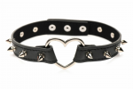 XR Brands Spiked Heart Choker Black Vegan Adjustable 42cm